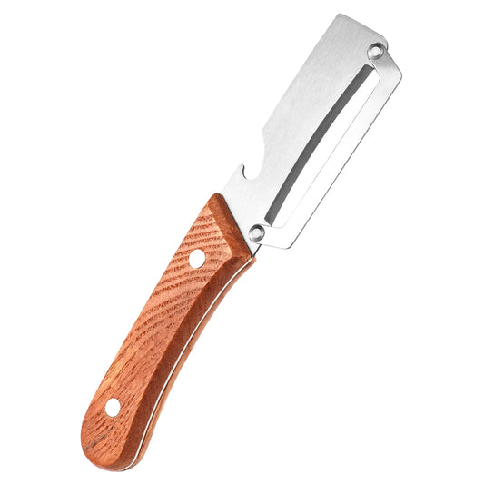 Wooden Handle Stainless Steel Peeler with Bottle Opener Durable Kitchen Tool