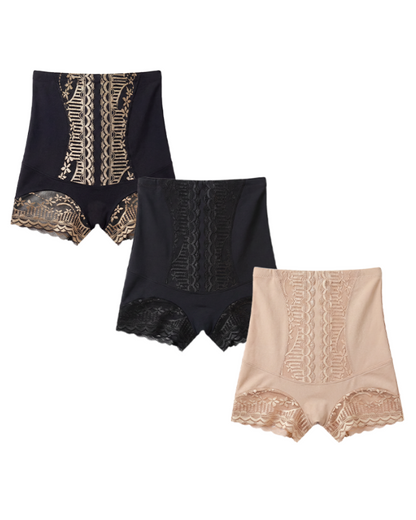 Women’s Lace High-Waisted Tummy Control Butt Lifter Briefs (3 Pack)