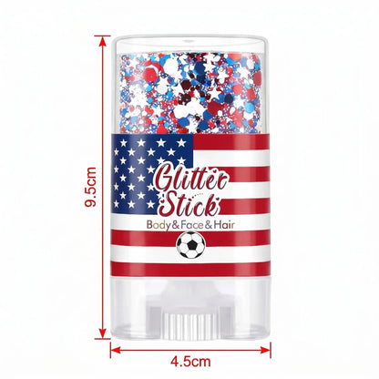Glitter Stick Red, White and Blue Body Hair Glitter Party Makeup