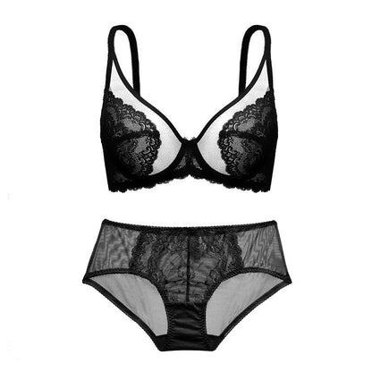 Sheer Floral Lace Support Bra Set
