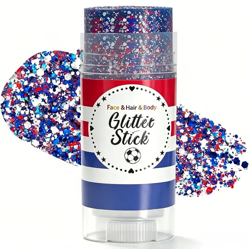 Glitter Stick Red, White and Blue Body Hair Glitter Party Makeup