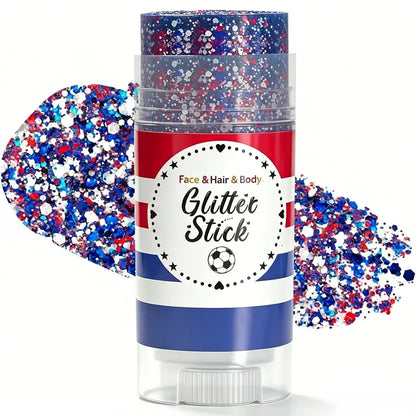Glitter Stick Red, White and Blue Body Hair Glitter Party Makeup