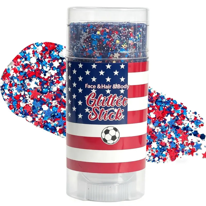Glitter Stick Red, White and Blue Body Hair Glitter Party Makeup