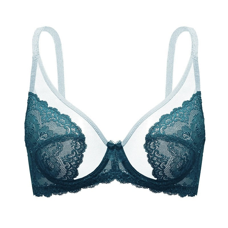 Sheer Floral Lace Support Bra Set